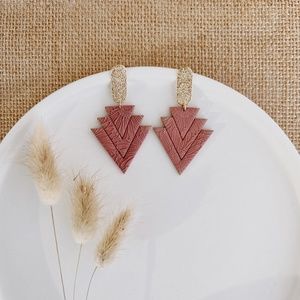Rust and Gold Clay Earrings